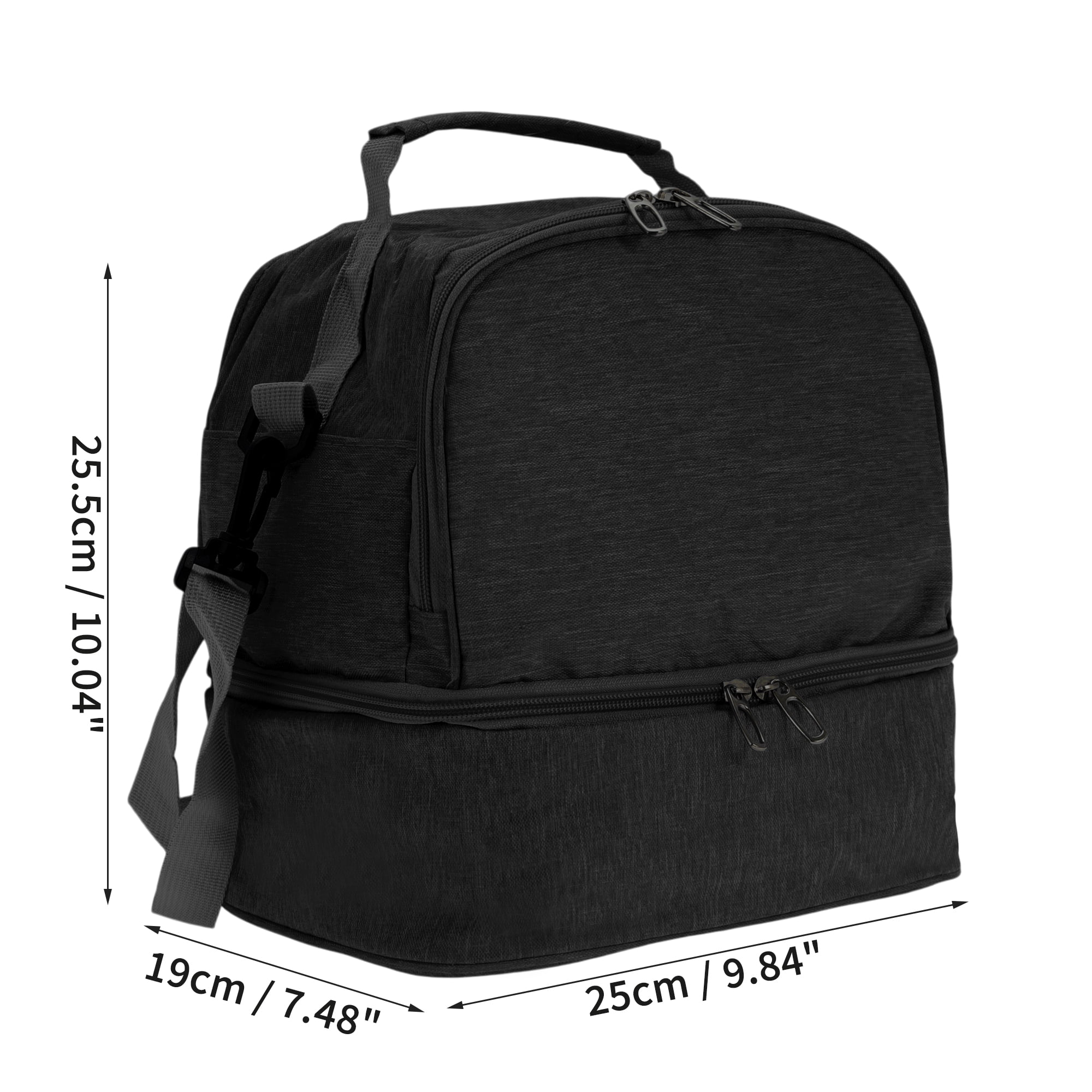 Unique Bargains Insulated Lunch Bag with Adjustable Shoulder Strap Black 410 oz