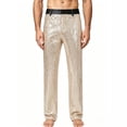 thumbnail image 2 of Men Shiny Sequin Straight‑Leg Dress Pants, Glitter Sparkly Waistband Trousers, Nightclub Party Stage Pants, 2 of 5