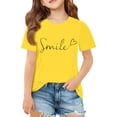 thumbnail image 3 of BUWTTER Shirts for Girls Oversized Short Sleeved Top Casual Letter Print Summer Loose Fit Plus Size Basic Yellow Shirt Size 5-6 Y, 3 of 8