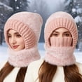 thumbnail image 2 of XIAOCHA Balaclava‑Style Beanie for Women，Fleece‑Lined Fall‑Winter Outdoor Toque,Pink, 2 of 4