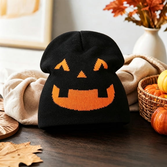 WCJM Pumpkin Beanie for Men and Women Unisex Warm Stretchy Winter Knit Cap for Fall Festivals Family Reunions and Cool Weather