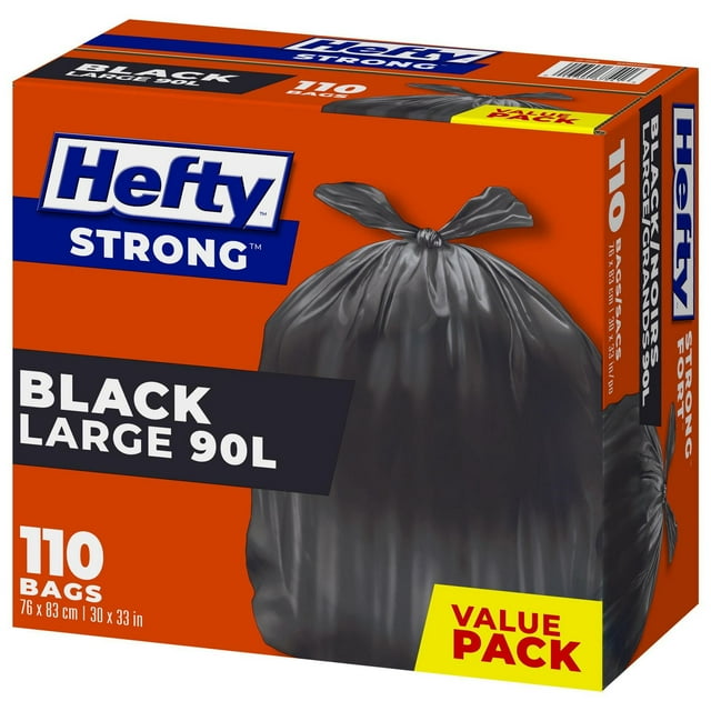 Hefty EasyFlaps Lot de 110 sacs poubelle - Noir 90 l