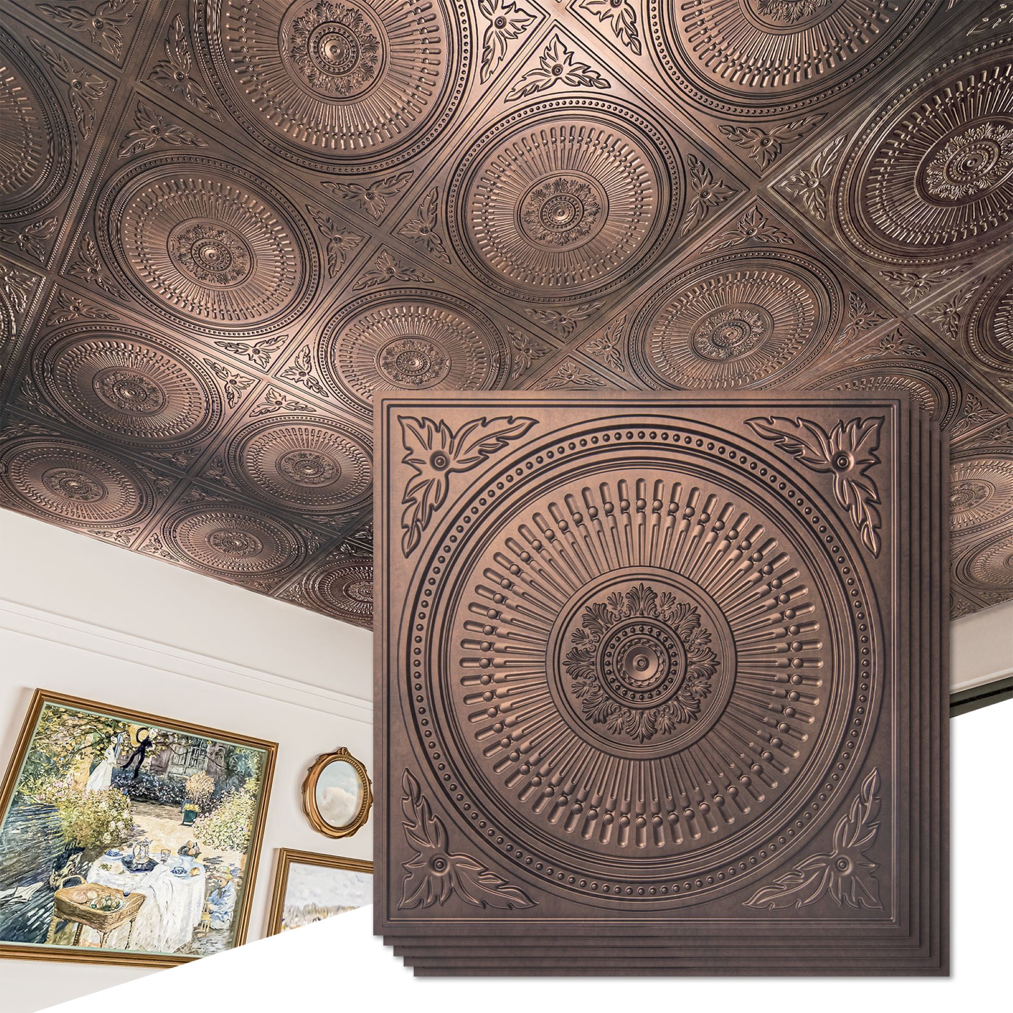 24''X24'' Drop Ceiling Tiles,3D Decorative PVC Ceiling Panels for Living Room,Office,12-Pack