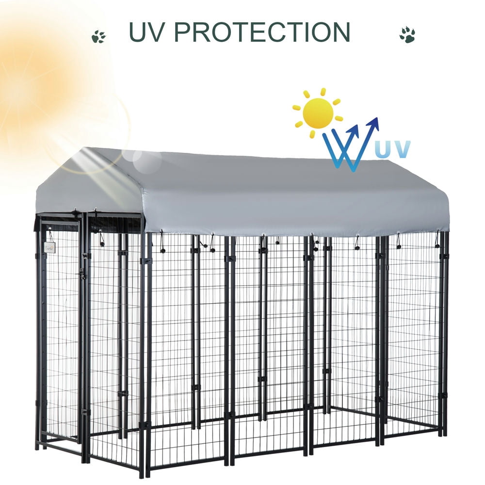 Resenkos Dog Kennel,8' x 4' x 6' Dog Playpen Outdoor, Dog Kennel Dog Exercise Pen with Lockable Door, Water-resistant Canopy, for Medium and Large Dogs