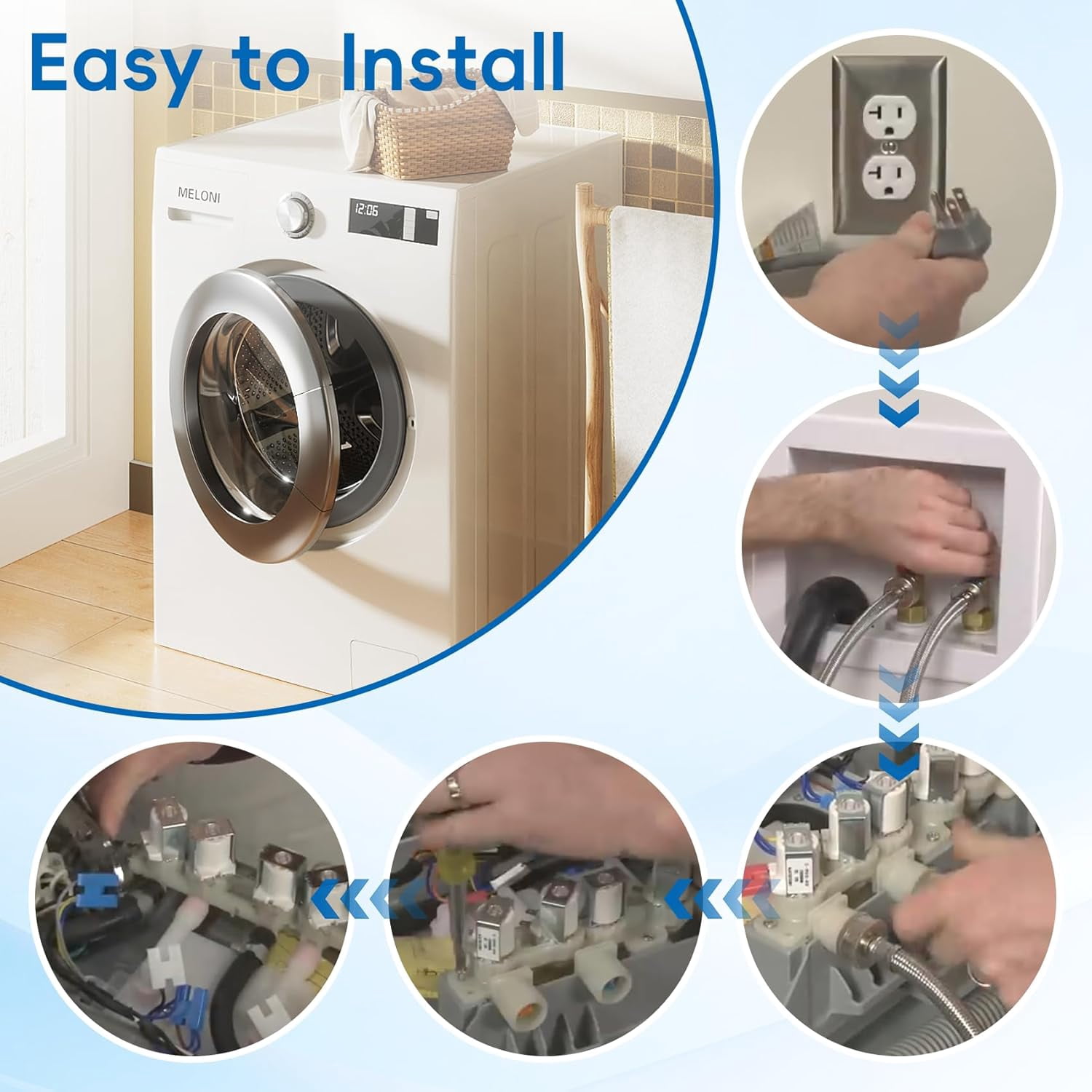 RVKXHD 2025 UPGRADED AJU73213301 AJU75152601 5221EA1008F Washer Water Inlet Valve fits for Kenmore LG Washers WT7200CW, WT4801CW, WT1201CW, WT5680HVA, WT1101CW, WT7200CV, WT7600HKA, WT7500CW