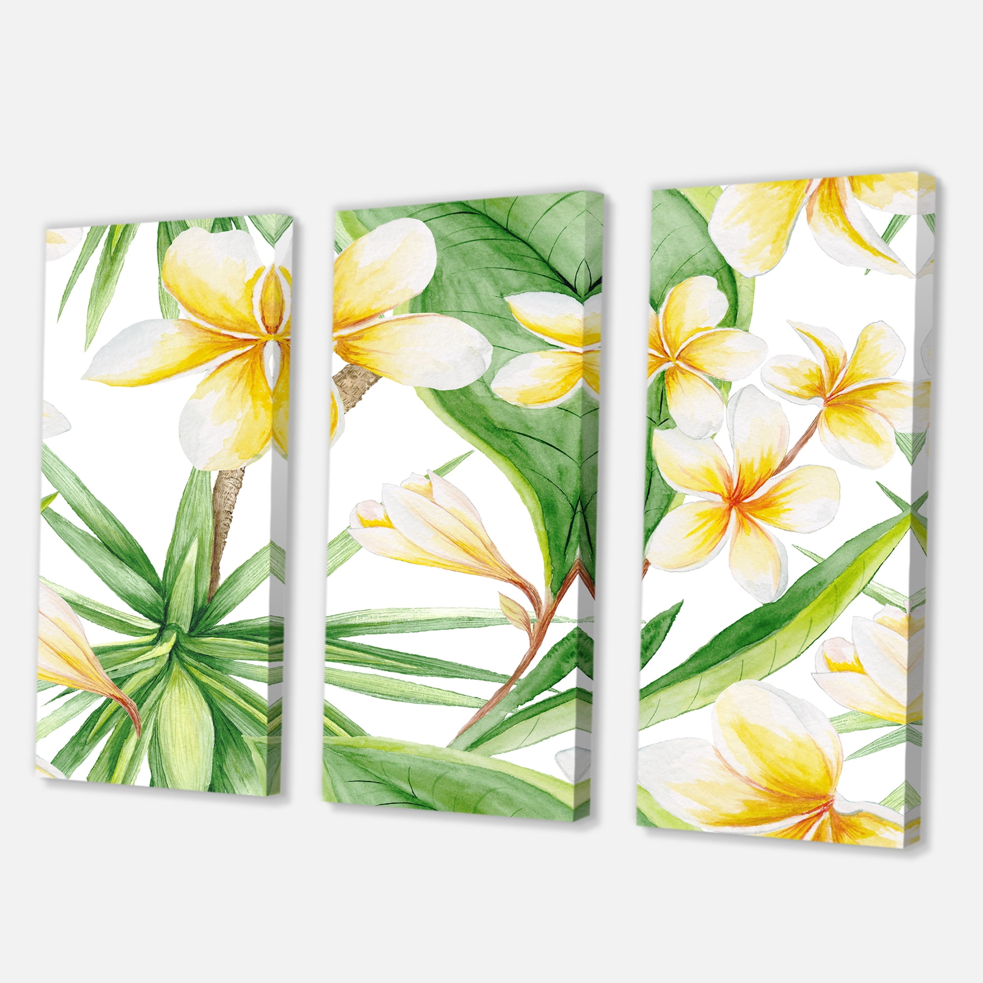 Designart ' Yellow Flowers and Tropical Foliage X ' Traditional Canvas Wall Art Print