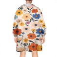 thumbnail image 2 of Wearable Oversized Blanket,Pioneer Flower Floral Print Pattern Wearable Blanket Hoodie for Adults,Cozy Hooded Blankets with Super Pockets,Super Warm Fuzzy Pullover for Women & Men, 2 of 6