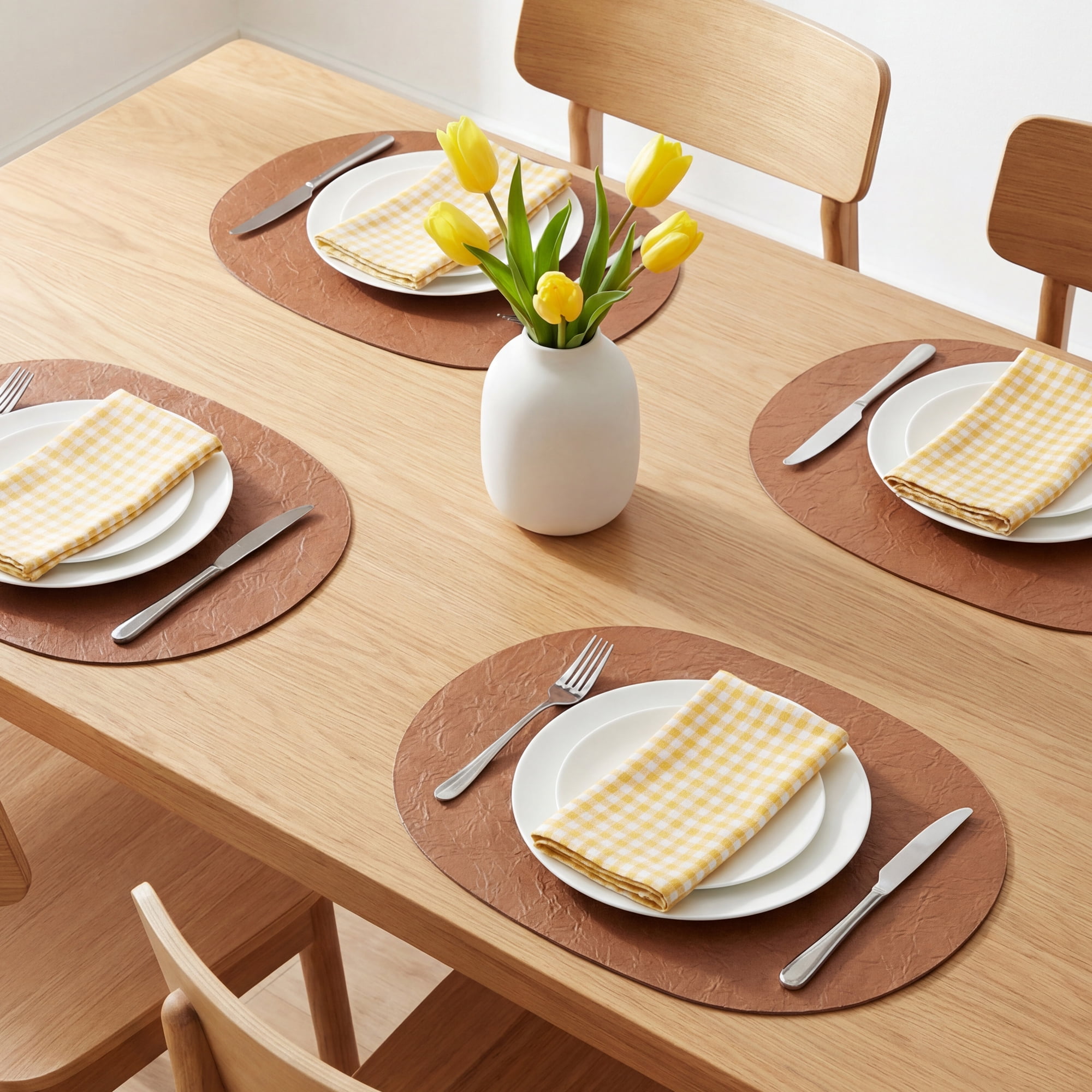 Unique Bargains 4pcs Faux Leather Placemats Brown 17.5"x12.8"