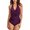 Purple, variant on Csndyce Women's Swimsuits One Piece Tummy Control Swimwear Halter V Neck Bathing Suits Female