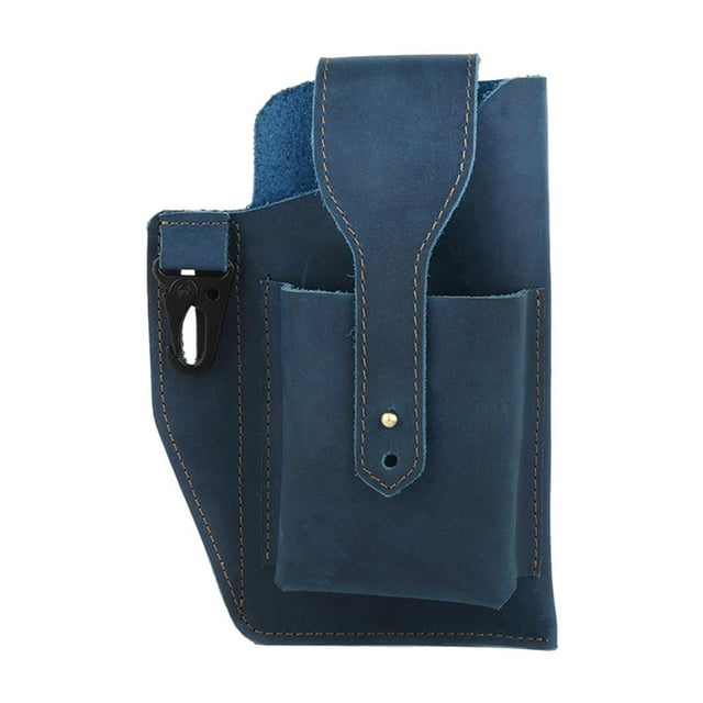 Bolso de cuero para hombre Jinwen Funda de teléfono para hombres Riñonera portátil Azul
