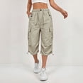 thumbnail image 2 of Resicozy Womens Capris with Pockets Loose Fit Casual Capri Pants Dressy Lightweight Ladies Baggy Cargo Pants for Hiking Khaki L, 2 of 7