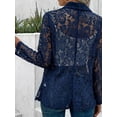 thumbnail image 4 of Fancyglim Lace Cardigan for Women Open Front Long Sleeve Sheer Lace Floral Crochet Summer Shrug Bolero Cover Up Navy XL, 4 of 7
