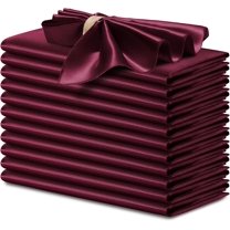 Neighborly Nook 12 Pcs Silky Burgundy Satin Napkins 17 x 17 Inches, Square Smooth Wedding Dinner Napkins Satin Cloth Napkins Table Napkins for Banquet Party Restaurant Decor, Thanksgiving, Christmas
