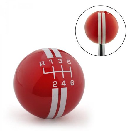 American Shifter White Rally Stripe 6 Speed Shift Pattern Red Shift Knob with M16 x 1.5 Insert