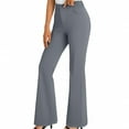 thumbnail image 2 of Timegard Suit Pants for Women High Waist Button Bell Bottom Fitting Comfy Casual Work Trousers Solid Color, 2 of 7