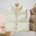 thumbnail image 6 of Winter Women Vest Coat Thickened Padded Zipper Closure Stand-up Collar Sleeveless Waistcoat Solid Color Winproof Heat Retention Outdoor Down Coat, 6 of 8