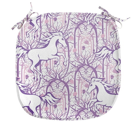 

Unicorn Chair Seating Cushion Unicorn Galloping on Curved Swirled Tree Branches in Abstract Forest Pattern Art Print Soft Seat Pads for Office with Anti-slip Backing 16 x16 Purple by Ambesonne