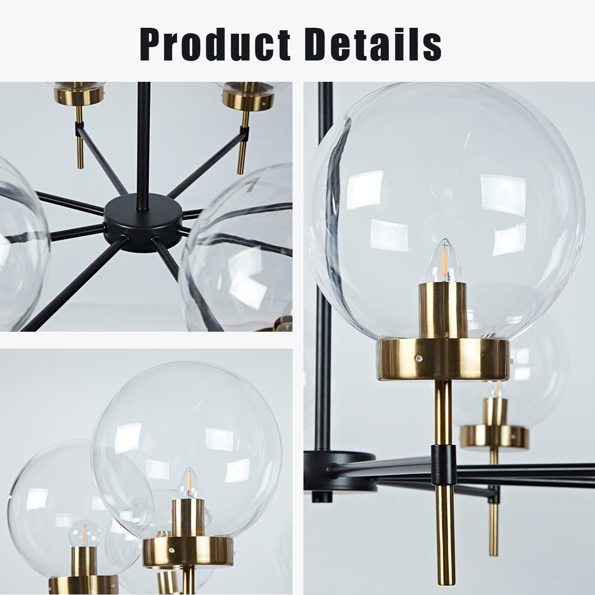 Glass Globe Round Chandelier, Camryn Glass Globe Round Chandelier (36")