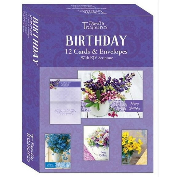 Family Treasures Wholesale 402808 Wildflowers Birthday Boxed Card - Pack of 12