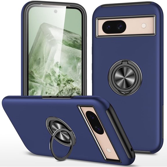 HCTian for Pixel 8A Case for Google 8A Case Military Grade Shockproof Built-in Ring Holder Kickstand Car Mount Armor Heavy Duty Protective Case for Google Pixel 8A Phone Case