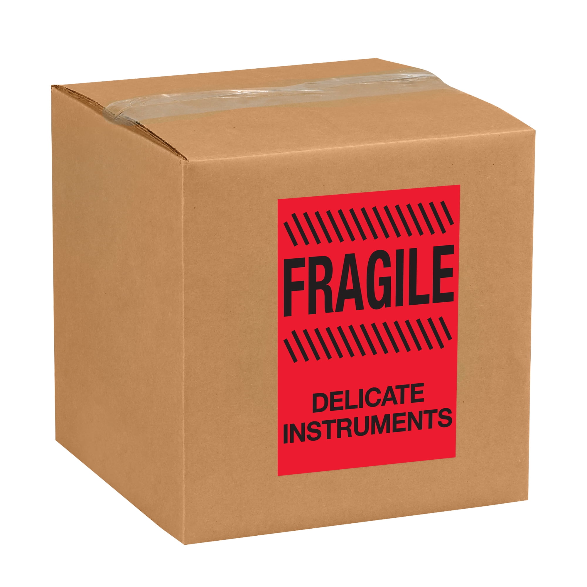 Tape Logic® Preprinted Special Handling Labels, DL1189, Fragile Delicate Instruments, Rectangle, 4" x 6", Fluorescent Red, Roll Of 500