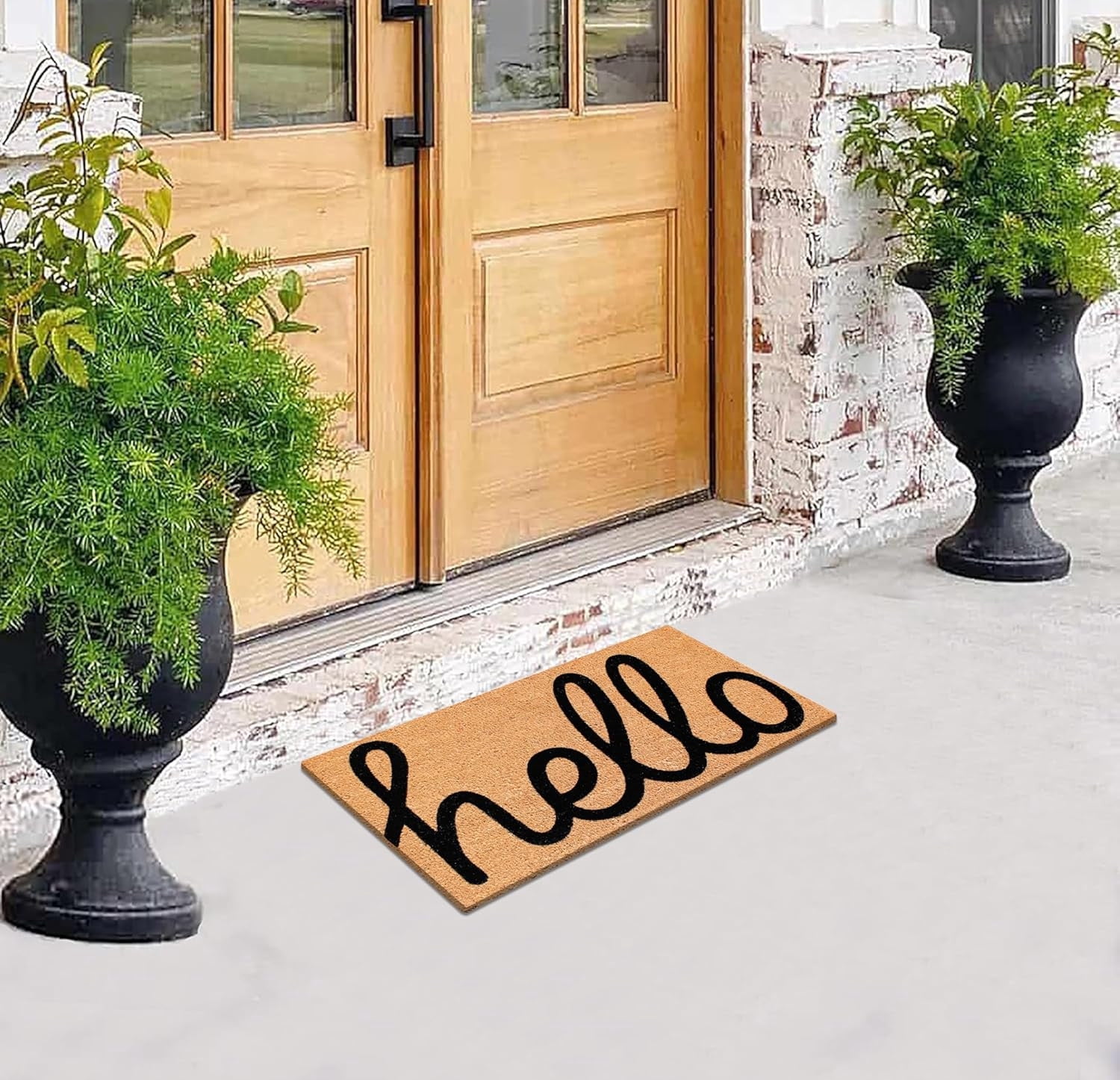 A1HC Natural Coir Door Mat for Front Door, Anti-Shed Treated Durable Doormat for Outdoor Entrance, Heavy Duty, Low Profile Door Mat, Easy to Clean, Long Lasting Doormat