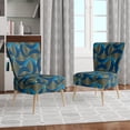 thumbnail image 4 of Designart "Geometric Abstract Waves In Gold And Marine Blue" Upholstered Mid-Century Accent Chair - Arm Chair, 4 of 5