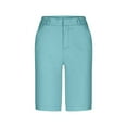 thumbnail image 4 of Prolriy Womens Shorts Casual Women's Quarter Pants High Waisted Stretch Summer Vacation Yoga Shorts Bermuda Shorts for Women Cargo Shorts Women Mint Green XXL, 4 of 4