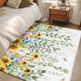 thumbnail image 5 of Rectangle Area Rug 3x5ft,Sunflower Green Leaf Watercolor Washable Carpet Non-Slip Runner Accent Rugs Indoor Floor Mat for Bedroom Living Room Decor,Blossom Floral, 5 of 9