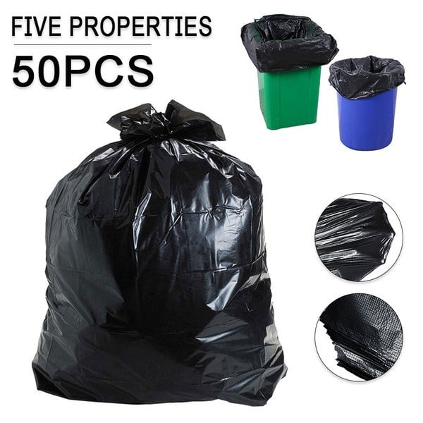 Willstar 50PCS Extra Strong Heavy Duty Black Bin Liners Rubbish Bagg Waste Refuse Sacks