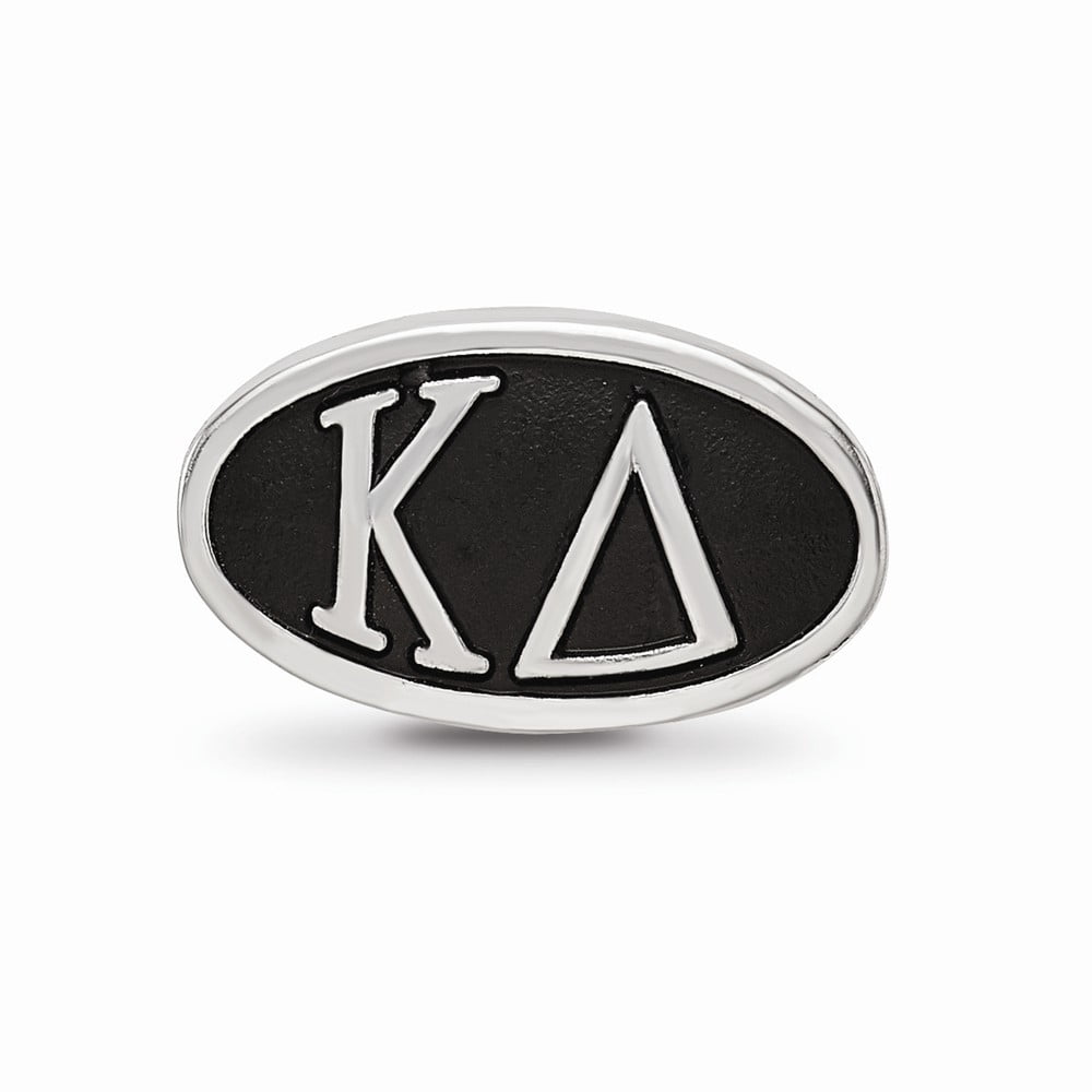 Fancy Bead White Sterling Silver Greek Kappa Delta Oval Letters Bead