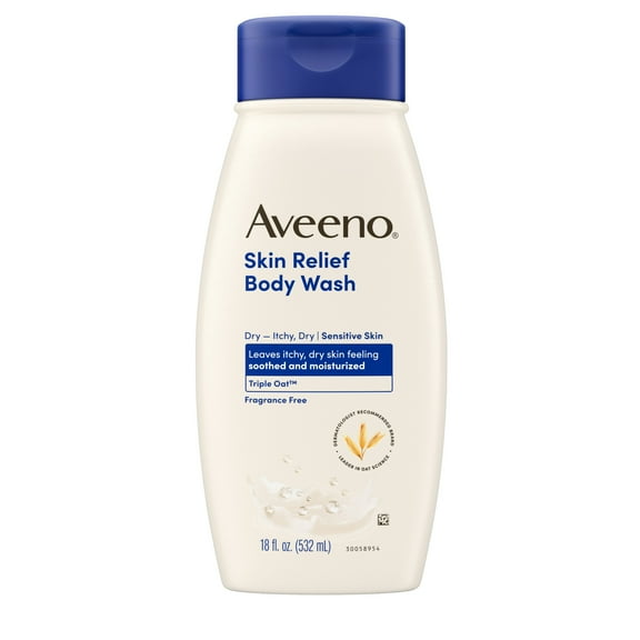 Aveeno Skin Relief Body Wash, Fragrance-Free, Sensitive Skin, 18 fl. oz