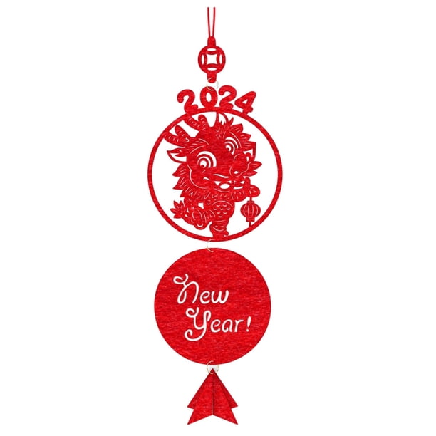 Advancent 2024 atraer riqueza Feng Shui decoración decorativa de Año Nuevo borla colgante roja dragón alcance de aplicación Asy Kits de decoración para fiestas dos