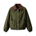 thumbnail image 4 of Mifsaly Womens Lightweight Bomber Jacket Snap Front Collared Casual Coat Elastic Cuffs Fall Vantage Western Boyfriend Style Streetwear with Pockets, 4 of 6