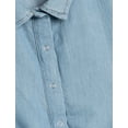 thumbnail image 3 of Crop Jean Shirt Tie-Front Detail Short Sleeve Cotton, 3 of 4
