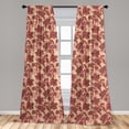 thumbnail image 5 of Ambesonne Floral Curtains, Vibrant Boho Flowers, Pair of 28"x84", Peach and Coral, 5 of 5