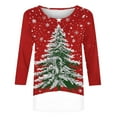 thumbnail image 4 of Gfyviroh Women's Tshirt Tops 3/4 Sleeve Pullover Crewneck Tops Casual Christmas Tree Printing Plus Size Loose Tops, 4 of 5
