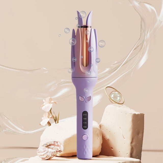 Automatic Rotating Curling Iron with Temperature Control 150-210°C, No Hair Damage, Smart Heat Ceramic Barrel, Auto Shut-Off Timer, Portable Hair Styling Tool for Beginners, 110-240V, 30W