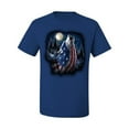 thumbnail image 2 of Wild Bobby, American Flag Howling Wolf Animal Lover Men's Graphic T-Shirt, Royal, Small, 2 of 3