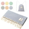 thumbnail image 2 of YEUZLICOTTON Hot Sale Luxury Striped Tassel 100% Cotton Sauna Spa Bath Towel for Home 100*180CM Travel Turkish Large Beach Towel, 2 of 7