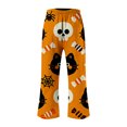 thumbnail image 4 of Flowy Pants for Women Pumpkin Print Halloween Wide Leg Pajama Pants Multicolor Fashion Outfits Clothes XL, 4 of 4