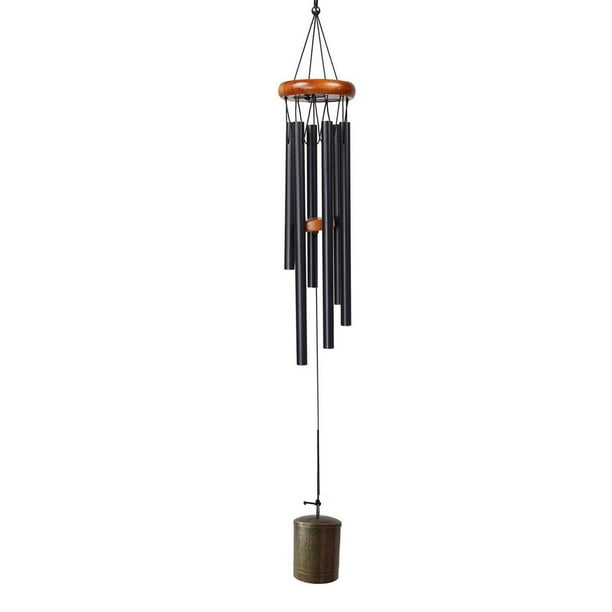 Carrillón de viento de metal colgante, tono profundo, 65 cm, en memoria de una hermana. Negro