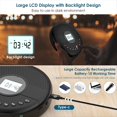 thumbnail image 3 of Reproductor de CD PortáTil, Reproductor de CD Bluetooth con Altavoz Dual, Recargable con Cable Auxiliar para Auriculares para Coche, 3 of 5