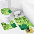 thumbnail image 2 of GZHJMY Bathroom Mat set of 3， Saint Patricks Day Shiny Green Clover Ornament 3 Pieces Bath Mats Set for Bathroom, Vintage Style Non-Slip Washable Cover Floor Rug Decorations for Bathroom, 2 of 6