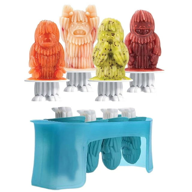 Indians Popsicle Molds (Set of 4) - Mess-Free Silicone Ice Pops with Reusable Sticks for Freezer Snacks / Dishwasher-Safe & BPA-Free