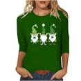 thumbnail image 2 of St. Patrick's Day Festive T-Shirt for Women Gnomes Shamrock Graphic Crewneck Long Sleeve Relaxed Fit Soft Breathable Holiday Tee Top, 2 of 7