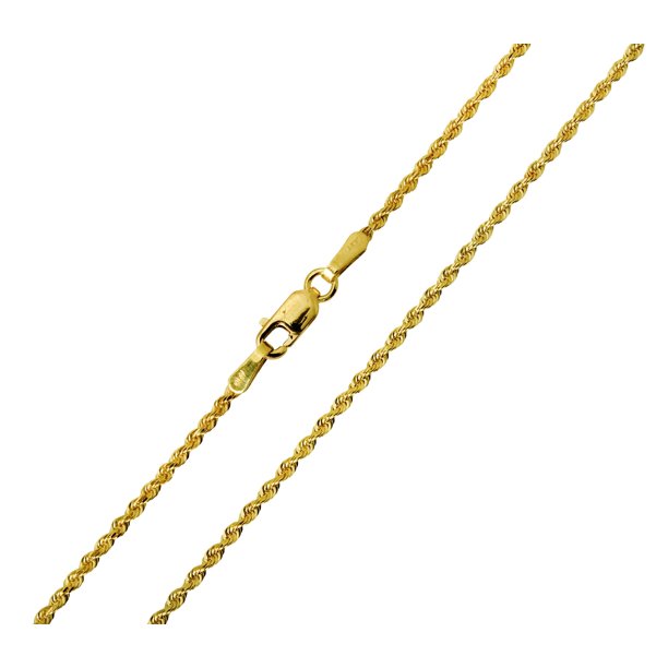 IceNGold 14K Real Yellow Gold Diamond Cut Rope Chain Necklace 1.5mm
