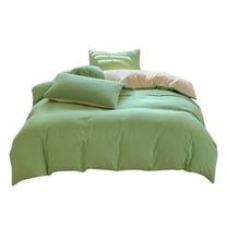 Gallickan King Bedding Sets of 4, Soft Bed Sheet Set, Lightweight Cotton - Modern Style Solid Color Quilt Set for All Season, 1 Sheet, 1 Quilt Cover, 2 Pillowcase, Green