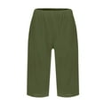 thumbnail image 6 of HAJWOH Women Summer Pull On Linen Bermuda Shorts Knee Length Gauze Beach Capris with Pockets, 6 of 6
