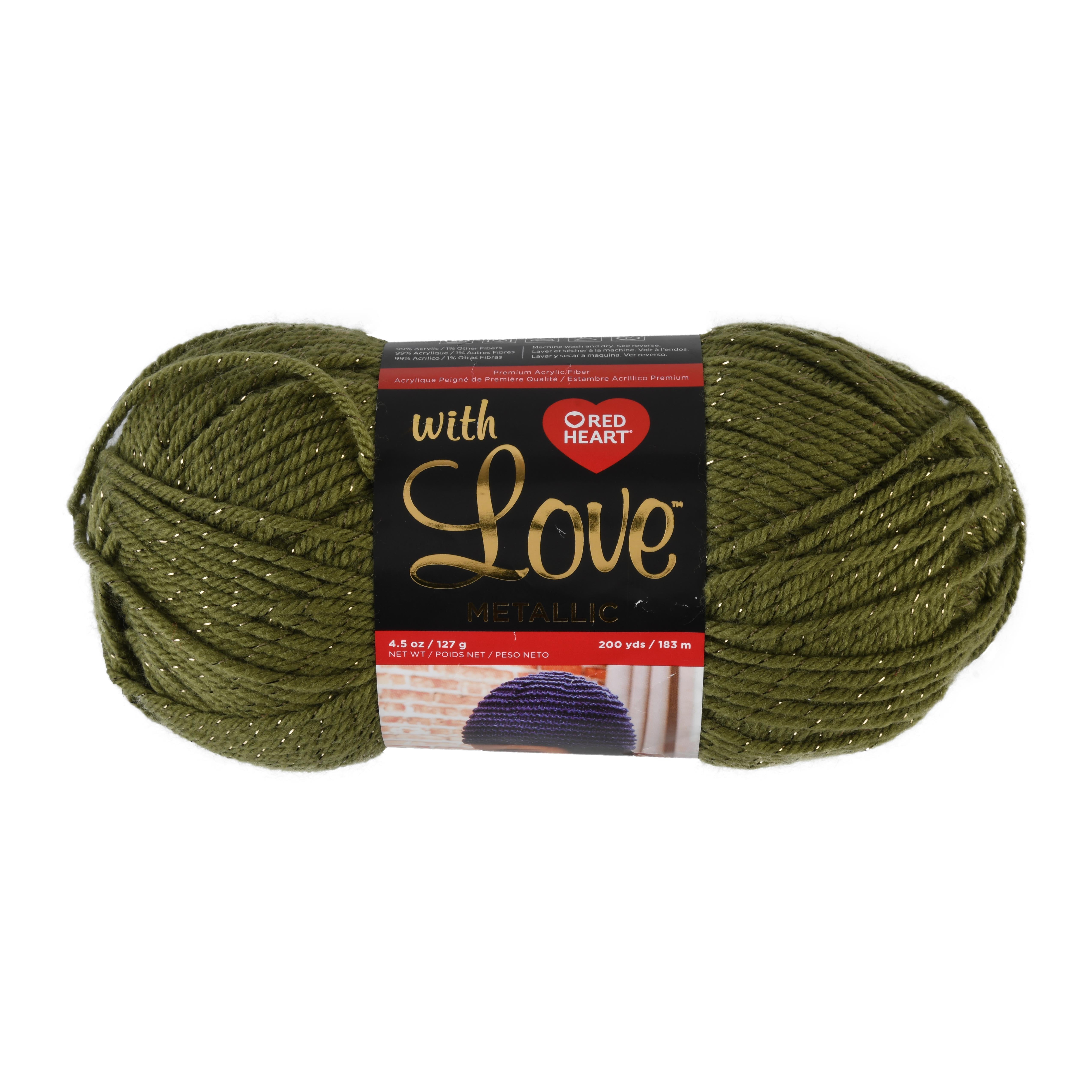 Red Heart With Love Medium Acrylic Olive Yarn, 200 yd